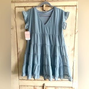 NWT blue babydoll style dress. Size Small